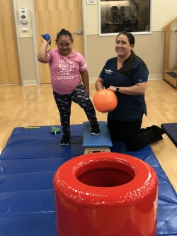 nurse helping child